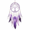 Attrape-rêves 16 x 55 cm violet en fil et plumes décoration murale