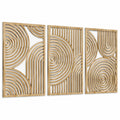 Décoration murale 3 panneaux 80 x 40 cm bois naturel ajouré géométrique