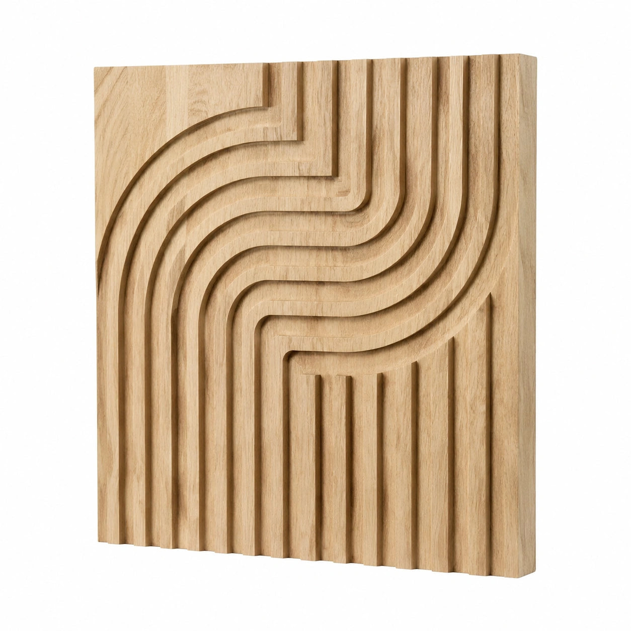 Panneau mural décoratif 60 x 60 cm en bois beige à relief géométrique