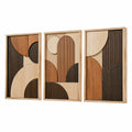 Lot de 3 panneaux muraux 30 x 60 cm en bois brun beige style géométrique