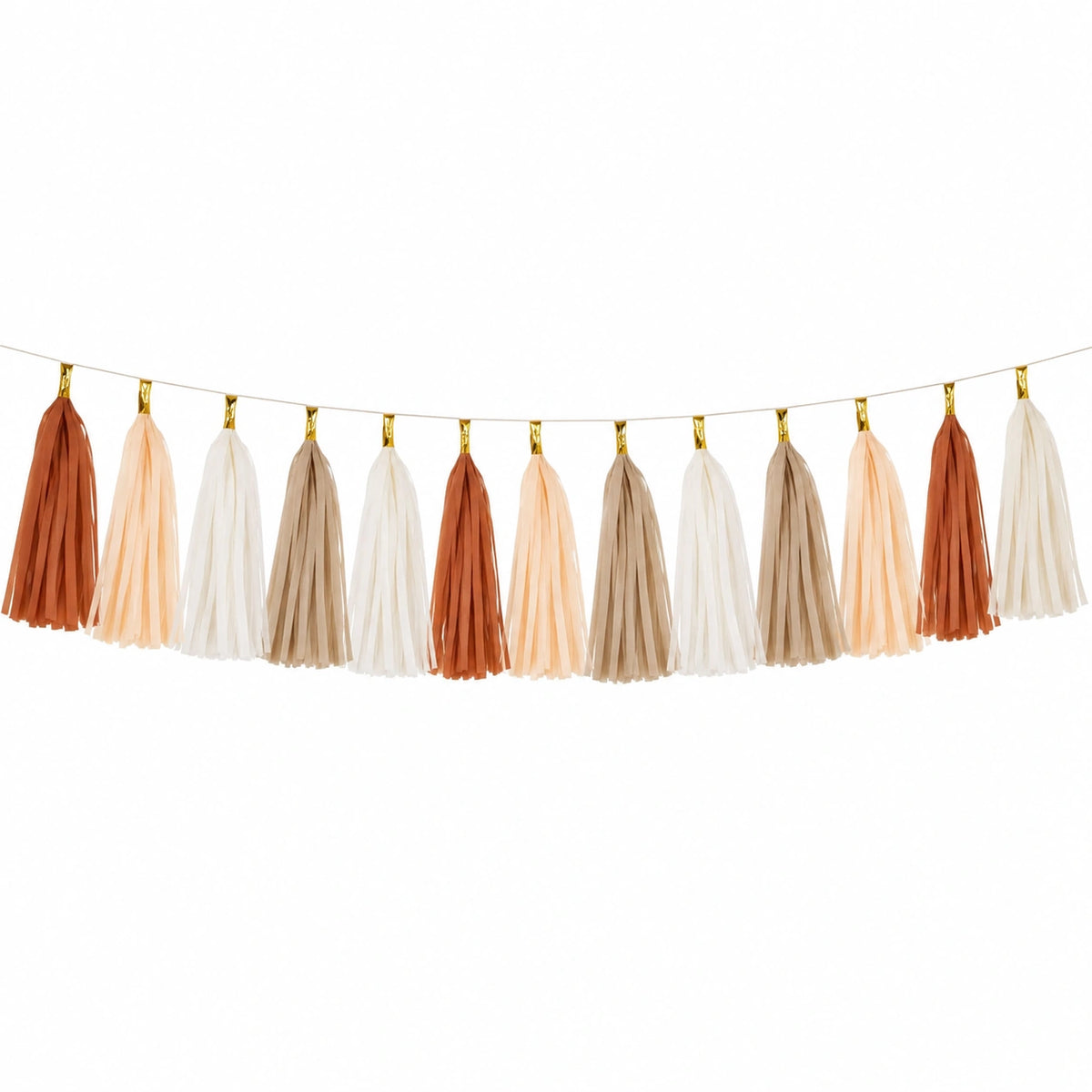 Guirlande à franges en papier 300 x 30 cm terracotta pêche beige blanche décoration festive