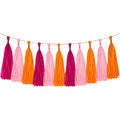 Guirlande décorative à pampilles en papier 300 cm rose fuchsia orange style festif