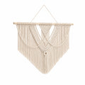 Tenture murale macramé 80 cm x 100 cm en coton beige avec franges style bohème