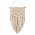 Décoration murale macramé 40 x 75 cm coton écru style bohème suspendue