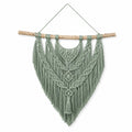 Tenture murale macramé 50 cm x 80 cm coton vert sauge style bohème