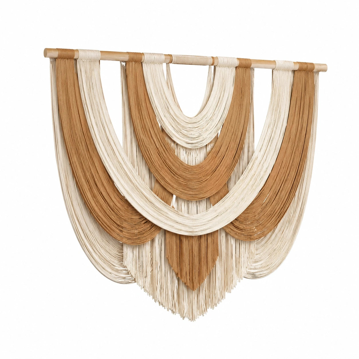 Tapisserie murale 100 x 105 cm en corde de coton beige et marron style bohème