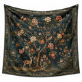 Tapisserie murale 150 x 150 cm en polyester bleu foncé à motif floral et animalier style classique