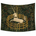 Tapisserie murale 150 x 130 cm en tissu imprimé vert style médiéval décoratif